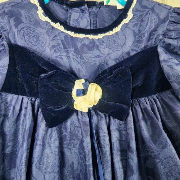 Rare Editions Rose Print Dress Blue Size 4 - Picture 5 of 9